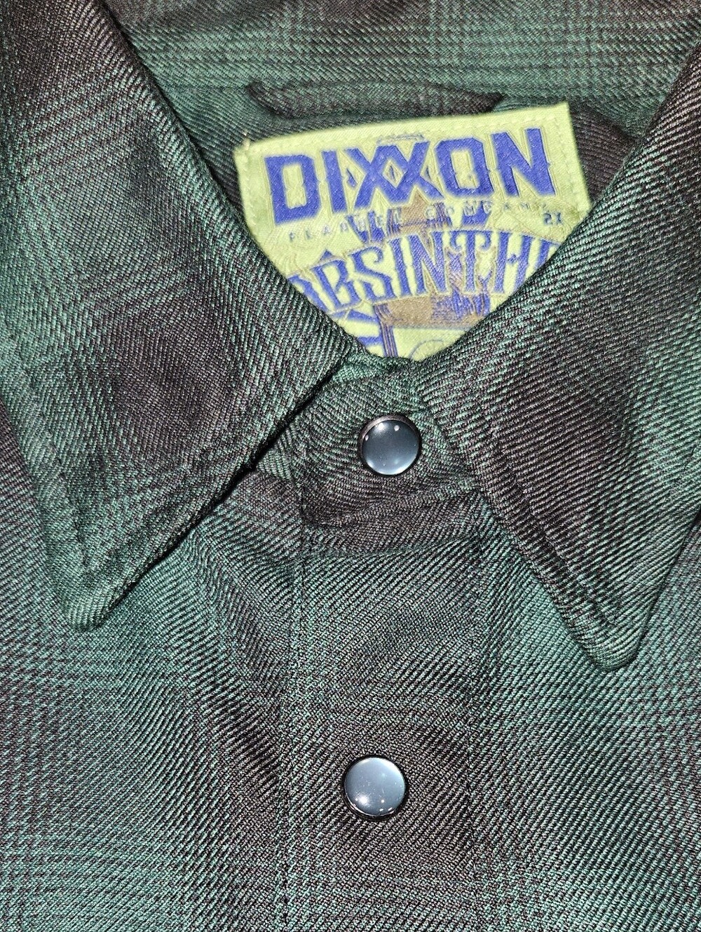 DIXXON Men's 2XL "Absinthe" Forest Green Plaid Button-Up Flannel - Picture 4 of 11